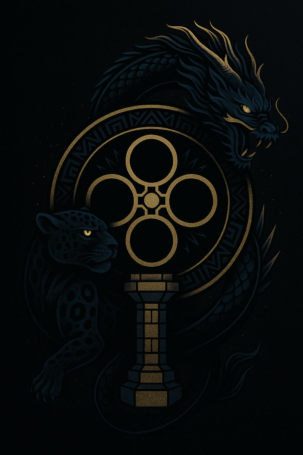 The last one is an obsidian black with gold highlights indigenous/Tenrikyo sigil design